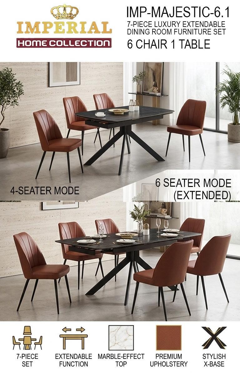 IMPERIAL MAJESTIC -- RECTANGLE EXPANDEBLE DINING TABLE WITH 6 CHAIRS -- MARVELOUS